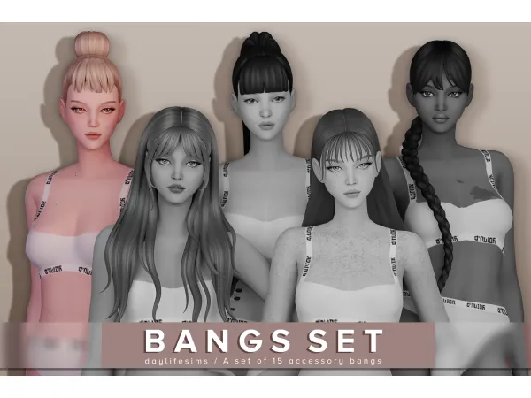 Maxis Match BANGS SET Josee by daylifesims - The Sims 4 Custom Content