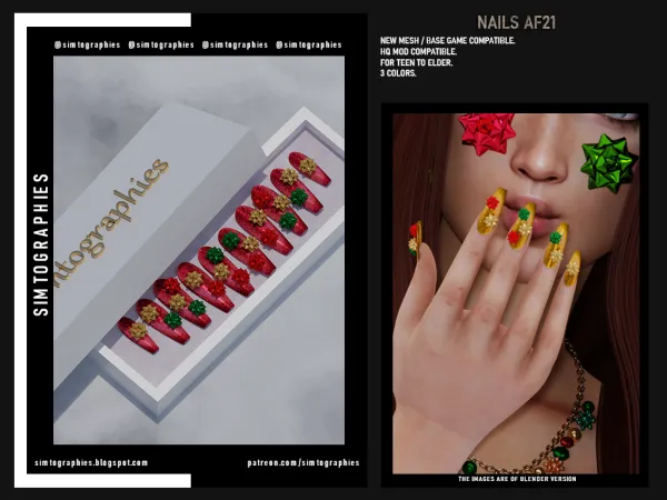 Alpha Nails AF21 by simtographies - The Sims 4 Custom Content