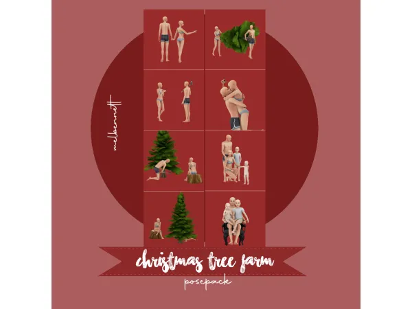Mix Christmas Tree Farm Posepack - The Sims 4 Custom Content