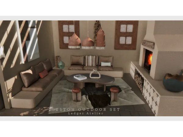 Alpha Heston Outdoor Set with bonus items (atelier tier) by ledger_atelier - The Sims 4 Custom Content