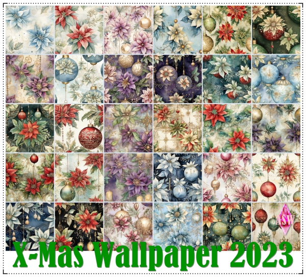 Mix X Mas Wallpapers 2023 by simsfinds - The Sims 4 Custom Content