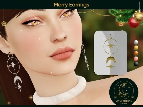 Alpha Merry Earrings by maximoons - The Sims 4 Custom Content