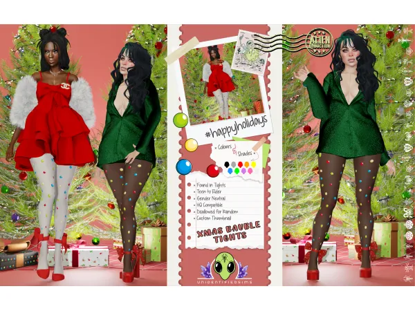 Alpha Xmas Bauble Tights FREE by unidentifiedsims - The Sims 4 Custom Content