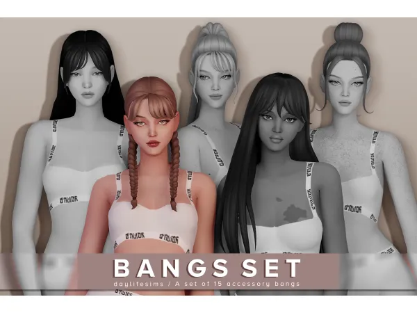 Maxis Match BANGS SET Stella by daylifesims - The Sims 4 Custom Content