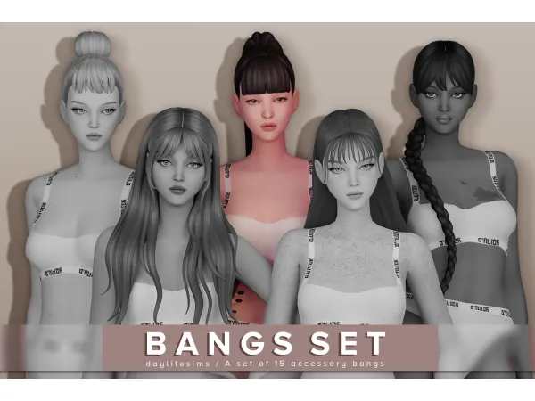 Maxis Match BANGS SET Musa by daylifesims - The Sims 4 Custom Content