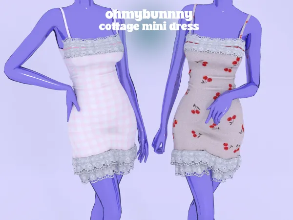 Alpha COTTAGE MINI DRESS by ohmybunnny2 - The Sims 4 Custom Content