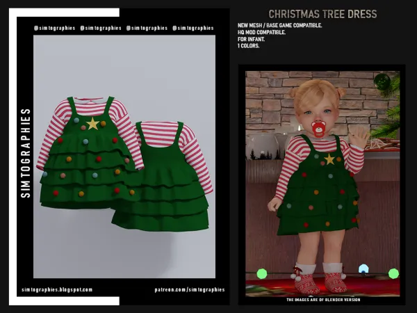 Alpha Christmas Tree Dress - The Sims 4 Custom Content