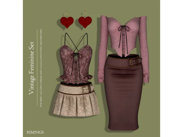 Alpha [RIMINGS] Vintage Feminine Set by RIMINGs - The Sims 4 Custom Content