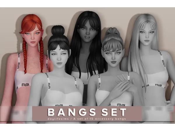 Maxis Match BANGS SET Escape by daylifesims - The Sims 4 Custom Content