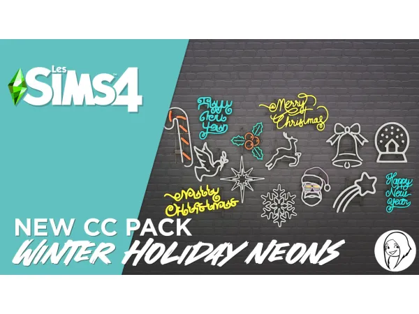 Mix Winter holidays neon by simsfinds - The Sims 4 Custom Content