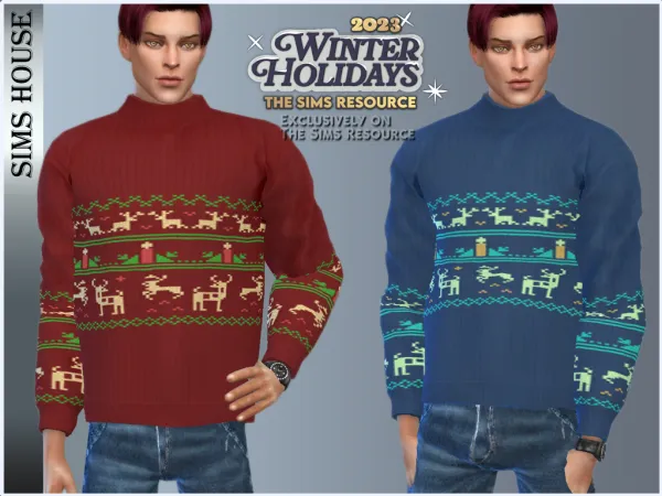 Alpha MEN'S CHRISTMAS SWEATER - The Sims 4 Custom Content