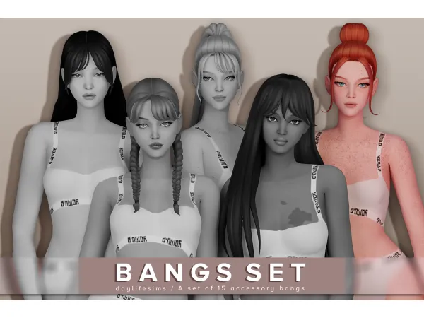 Maxis Match BANGS SET Ryan by daylifesims - The Sims 4 Custom Content