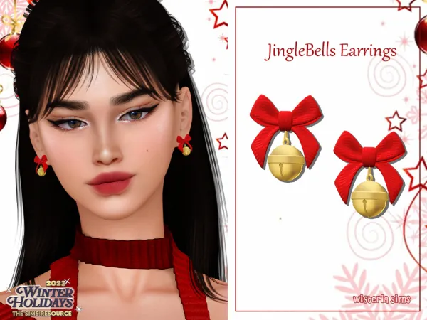 Alpha Jingle Bells Earrings for your girls by simsfinds - The Sims 4 Custom Content