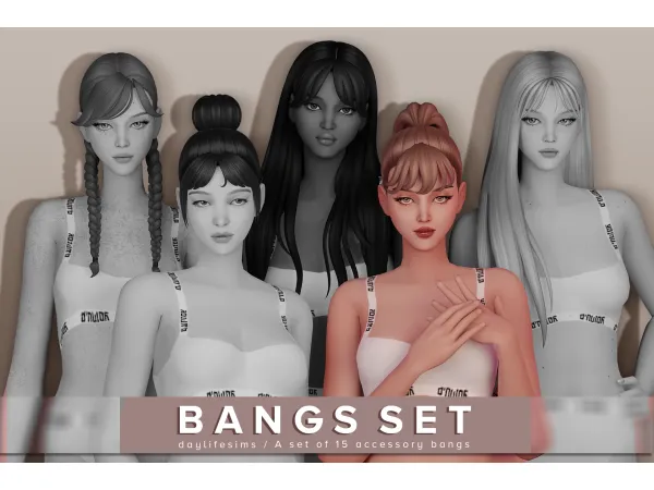 Maxis Match BANGS SET Bloom by daylifesims - The Sims 4 Custom Content