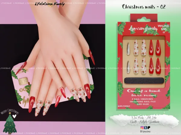 Alpha Xmas Nails 02 Child by lynxsimzfamily - The Sims 4 Custom Content
