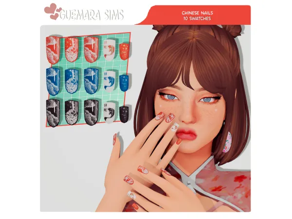 Alpha Chinese Nails (Public now) by guemarasims - The Sims 4 Custom Content