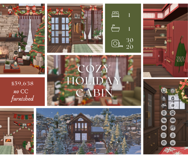 Maxis Match COZY HOLIDAY CABIN by simsfinds - The Sims 4 Custom Content