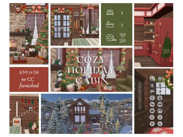Maxis Match COZY HOLIDAY CABIN - The Sims 4 Custom Content