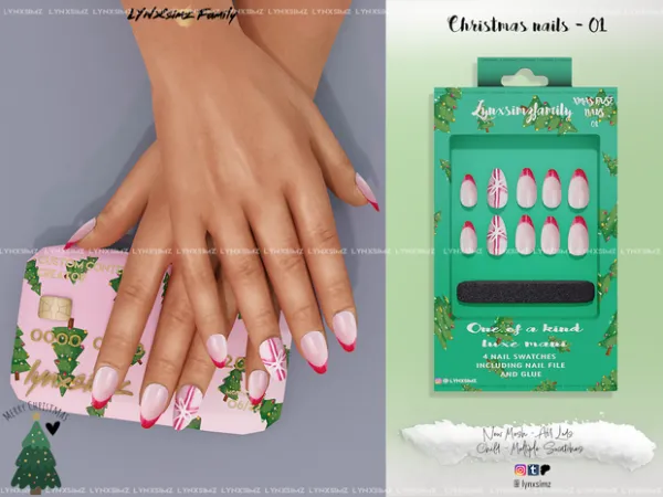 Alpha Xmas Nails 01 Child by simsfinds - The Sims 4 Custom Content