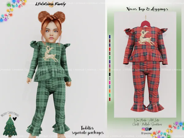 Alpha Xmas Top and Leggings Toddler by lynxsimzfamily - The Sims 4 Custom Content
