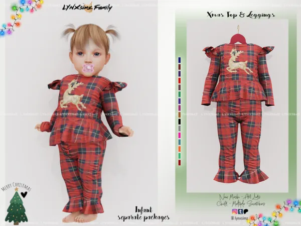 Alpha Xmas Top and Leggings Infant by simsfinds - The Sims 4 Custom Content