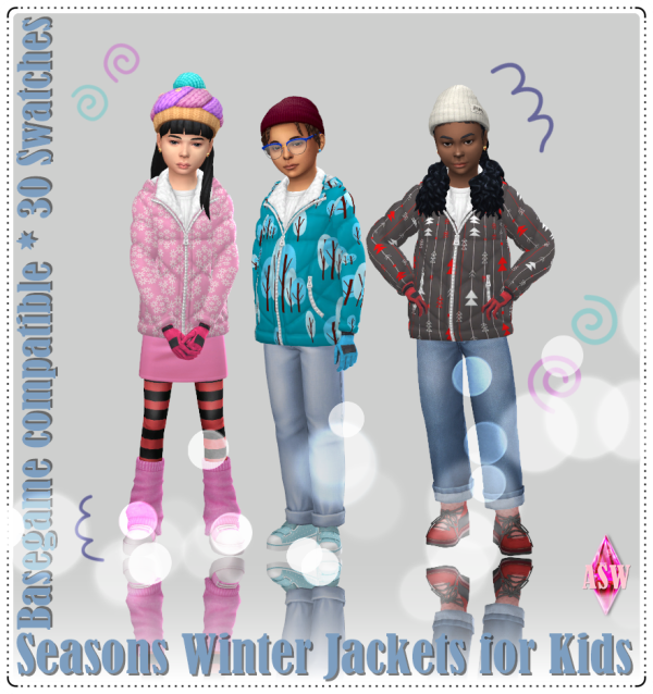 Maxis Match Seasons Winter Jackets for Kids Basegame compatible by simsfinds - The Sims 4 Custom Content