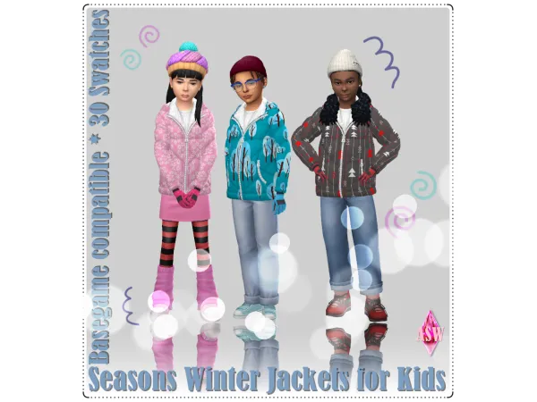 Maxis Match Seasons Winter Jackets for Kids Basegame compatible by AnnettsSims4Welt - The Sims 4 Custom Content