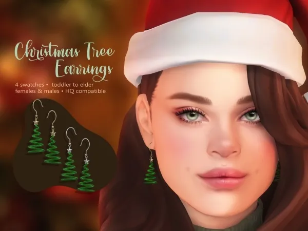 Mix Christmas Tree Earrings - The Sims 4 Custom Content