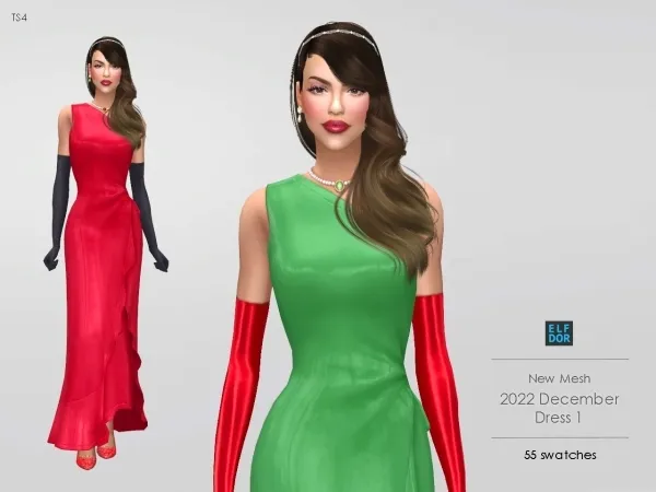 Maxis Match Holiday Dress 1 by elfdor - The Sims 4 Custom Content
