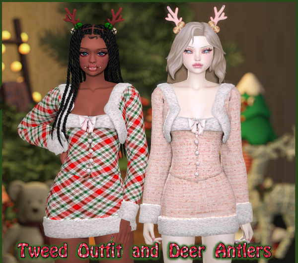 Alpha Tweed Outfit and Deer Antlers 41794326822415 by atomiclight - The Sims 4 Custom Content