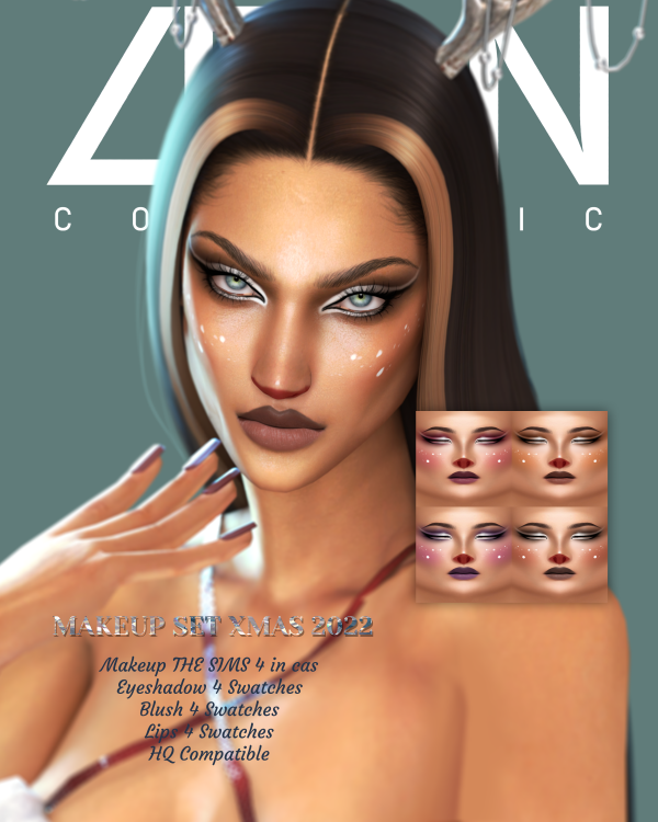 Alpha LEAN MAKEUP SET XMAS 2022 by simsfinds - The Sims 4 Custom Content
