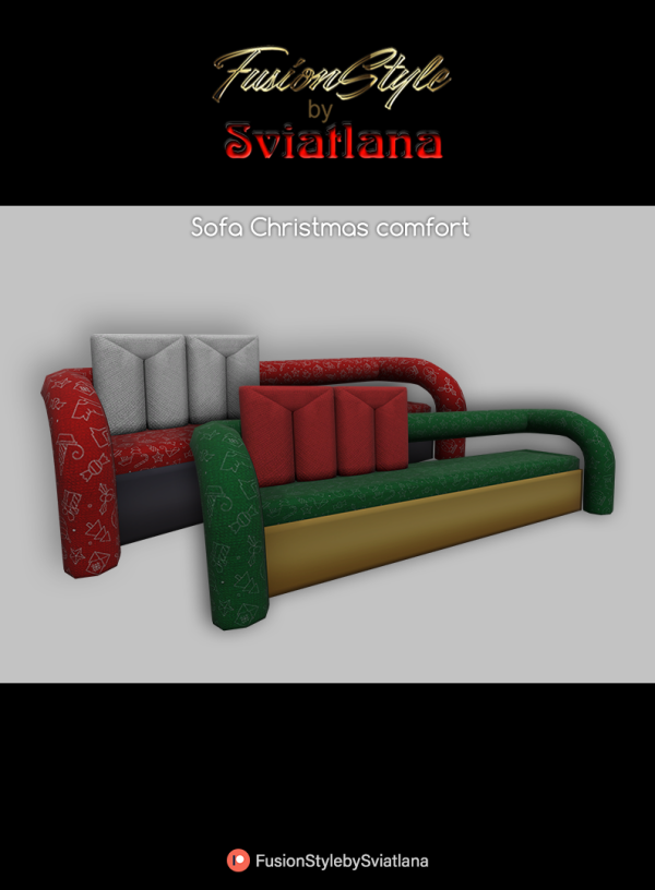 Alpha Sofa Christmas comfort by fusionstylesims4 - The Sims 4 Custom Content