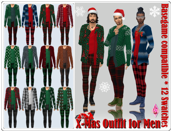Maxis Match X Mas Outfit for Men Basegame compatible by simsfinds - The Sims 4 Custom Content