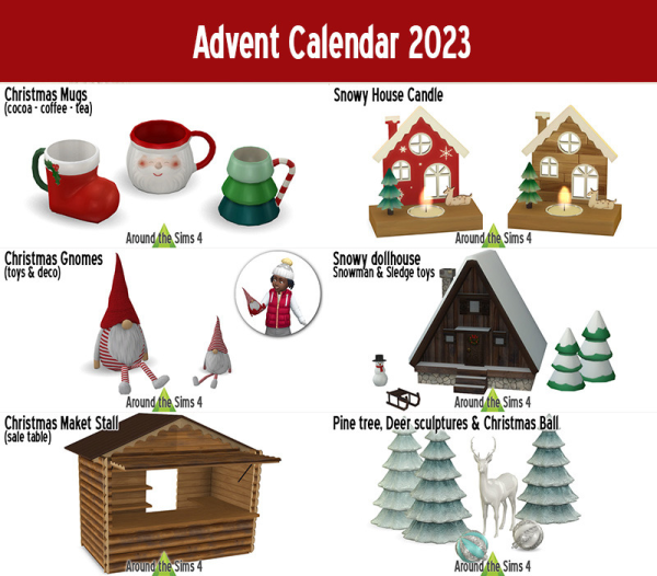 Maxis Match Around Advent calendar gifts by simsfinds - The Sims 4 Custom Content