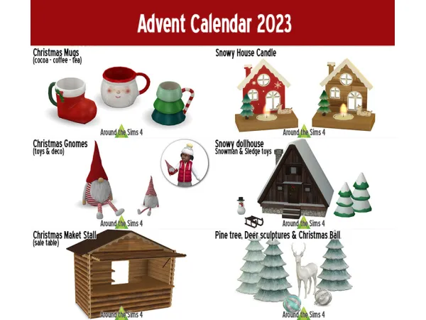 Maxis Match Around Advent calendar gifts - The Sims 4 Custom Content