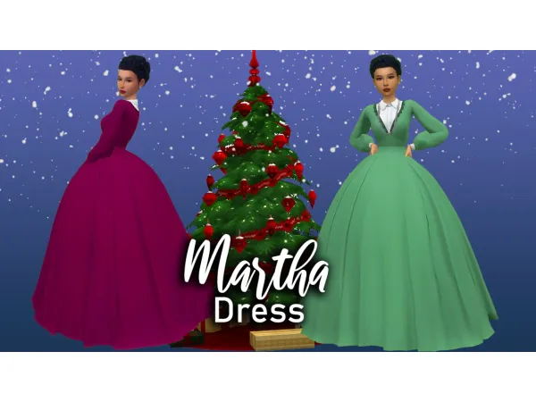 Maxis Match 12 Days of Christmas Martha Dress by simsfinds - The Sims 4 Custom Content