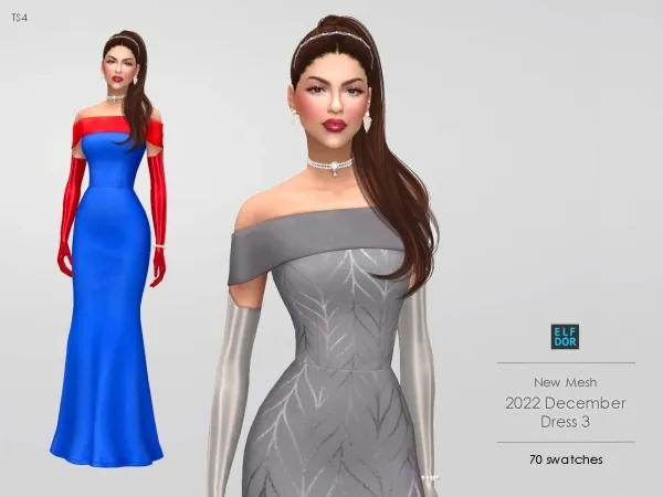 Maxis Match Holiday Dress 3 by elfdor - The Sims 4 Custom Content