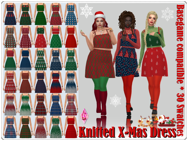 Maxis Match Knitted X Mas Dress Basegame compatible by simsfinds - The Sims 4 Custom Content