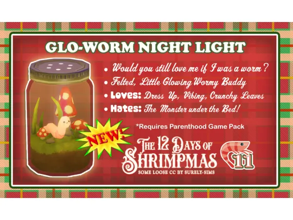 Maxis Match DAY 10 GLO WORM NIGHT LIGHT - The Sims 4 Custom Content