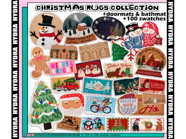 Mix Christmas Rugs Collection by hydrangeachainsaw - The Sims 4 Custom Content