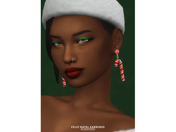 Maxis Match FELIZ NATAL EARRINGS - The Sims 4 Custom Content