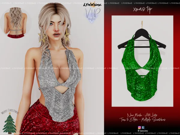 Alpha Xmas Tank Top VIP SINGLES by simsfinds - The Sims 4 Custom Content
