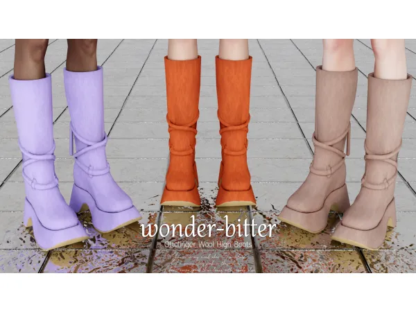 Alpha Ottolinger Wool High Boots by wonderbitter - The Sims 4 Custom Content