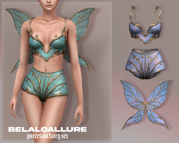 Alpha Belaloallure_porcelain fairy set by simsfinds - The Sims 4 Custom Content