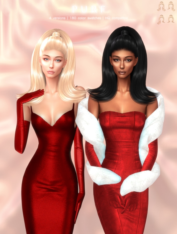 Alpha Purf Hairstyle by greenteahoney - The Sims 4 Custom Content