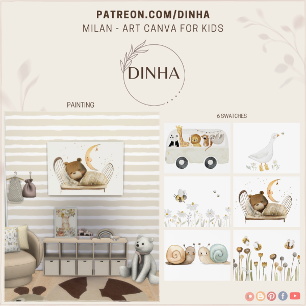 Alpha Milan Art Canva for kids by dinhagamer - The Sims 4 Custom Content