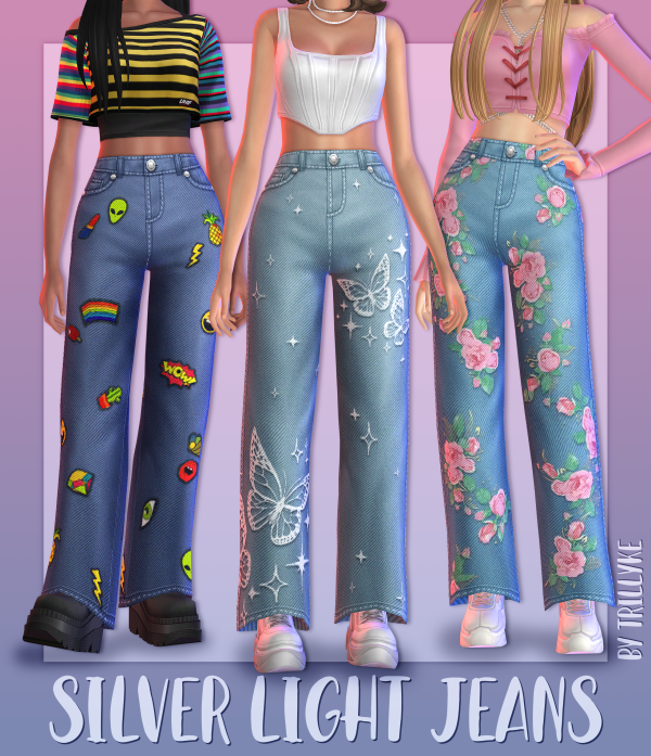 Maxis Match Silver Light Jeans by simsfinds - The Sims 4 Custom Content