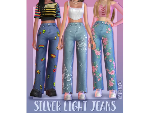 Maxis Match Silver Light Jeans by trillyke - The Sims 4 Custom Content