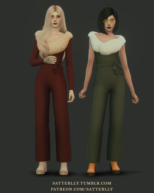 Maxis Match Jumpsuit with fur Ramona by simsfinds - The Sims 4 Custom Content