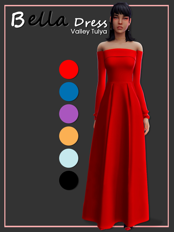 Alpha ( ) Bella Dress by simsfinds - The Sims 4 Custom Content